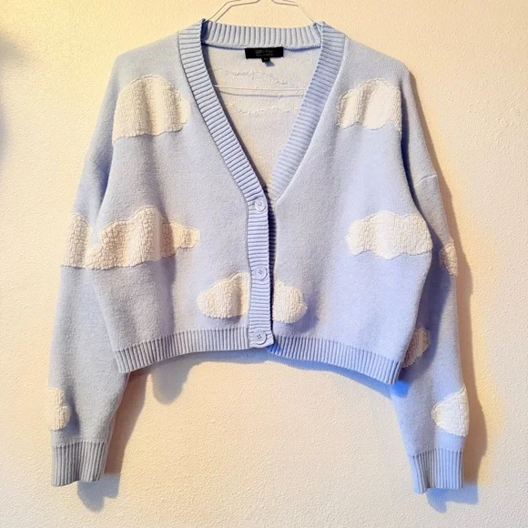 Sky Blue Cloud Pattern Cardigan - Picture 1 of 4